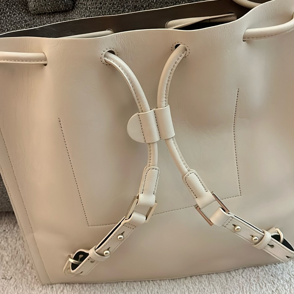 All Saints Cream Leather Shoulder Bag and backpack